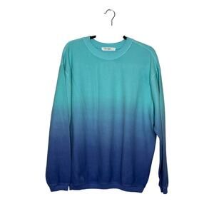 Moon Ryder Corded Crewneck Sweatshirt Blue Ombre Cotton Long Sleeve Size Small